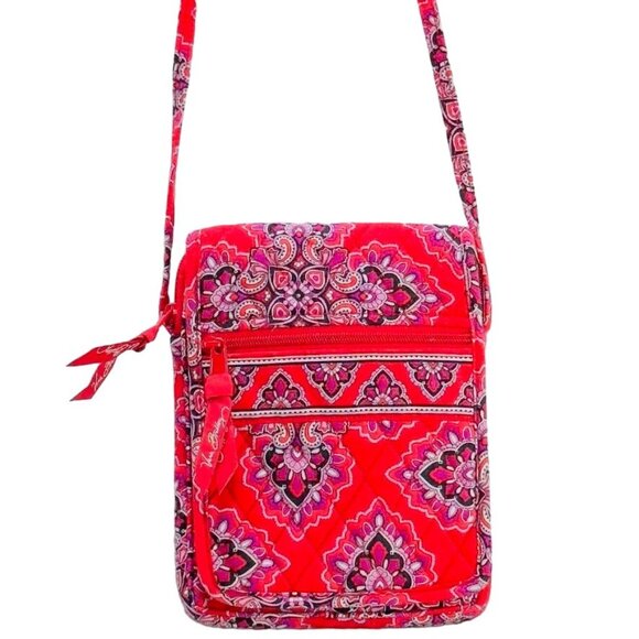 VERA BRADLEY Women's Handbag Red Paisley Design Crossbody Small - Picture 3 of 10